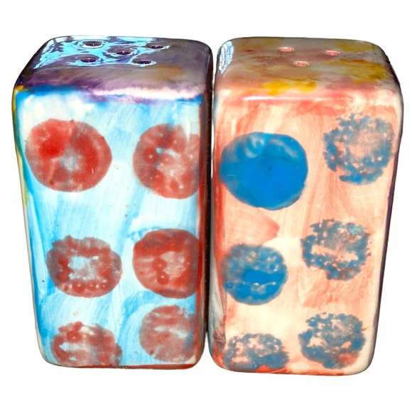 Damian Ford Multi Colored Pottery Salt & Pepper Shakers EUC‎ - Picture 9 of 9